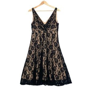 Glamour Lace Dress Women's Size 10 Black Tan Lined Fit & Flare Sleeveless